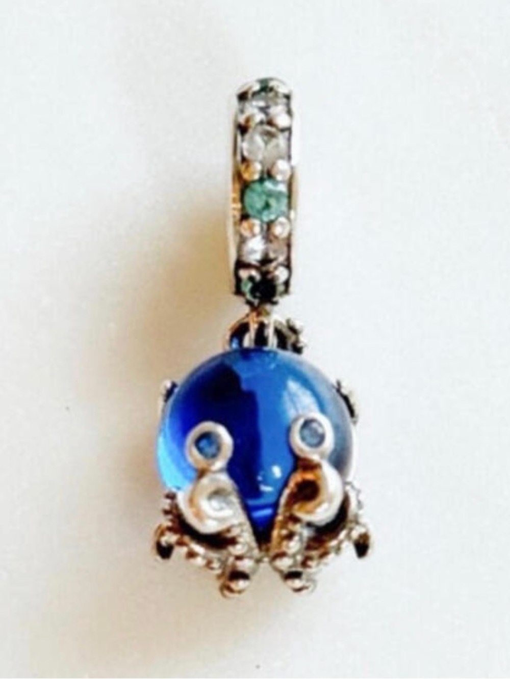 Pandora Blue Octopus Ocean Dangle Charm Sterling Silver Blue Enamel Sparkling
